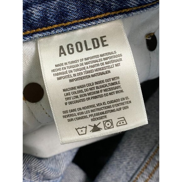 Agolde Jamie Womens Jeans Size 25 Blue Distressed Button Fly Slim Straight - Picture 4 of 16
